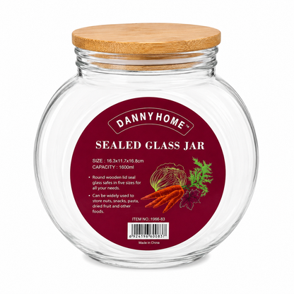 Airtight Glass Storage Jar with Wooden Lid