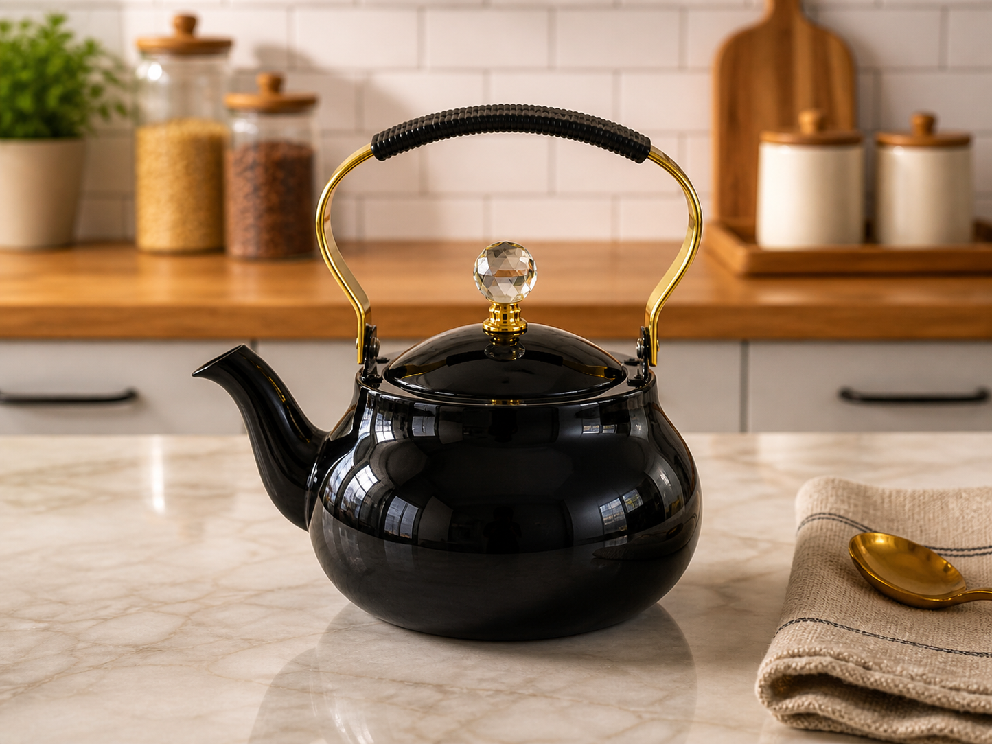 Modern Kitchen Teapot with Gold Handle