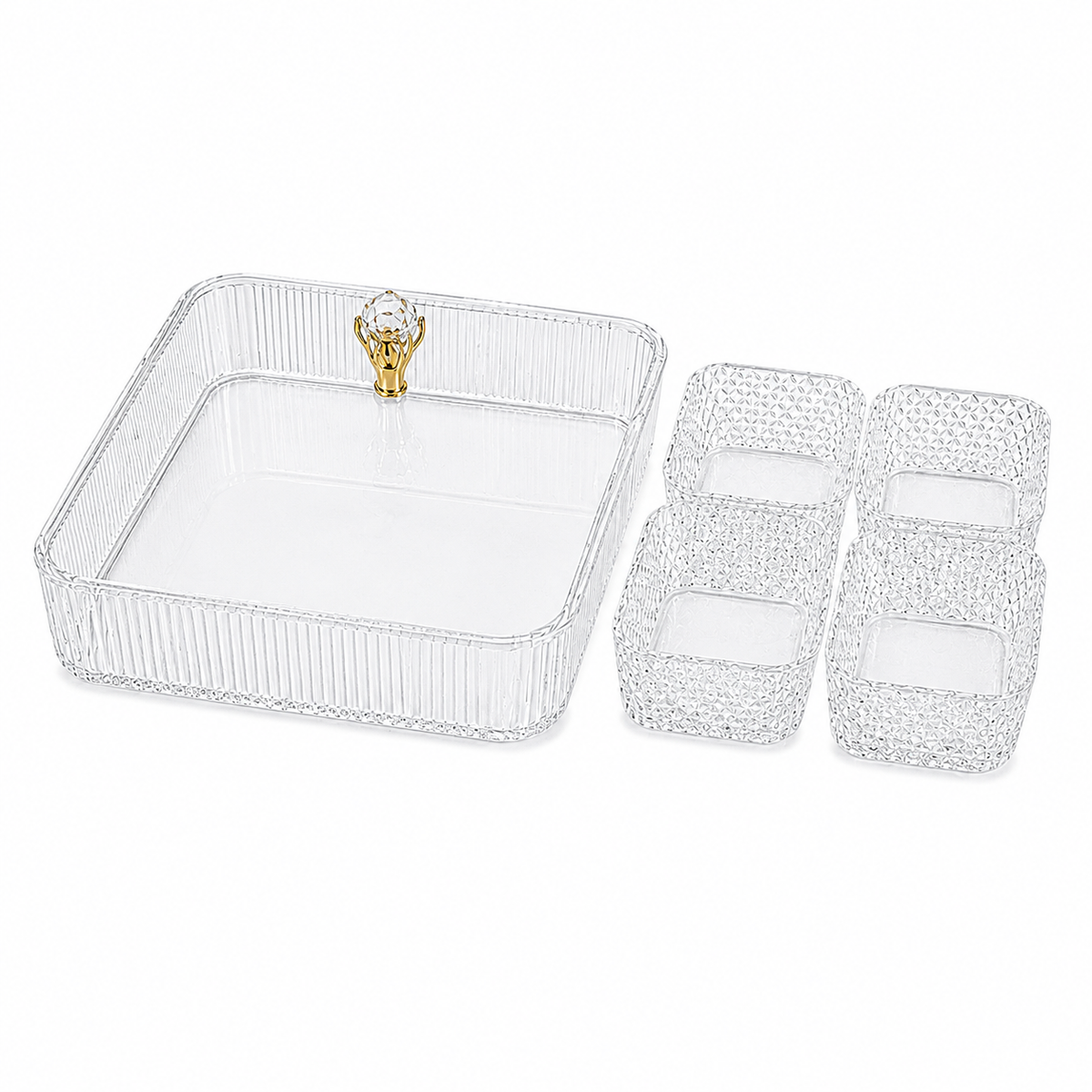 Luxury Acrylic Snack Organizer with Crystal Handle Set of 4