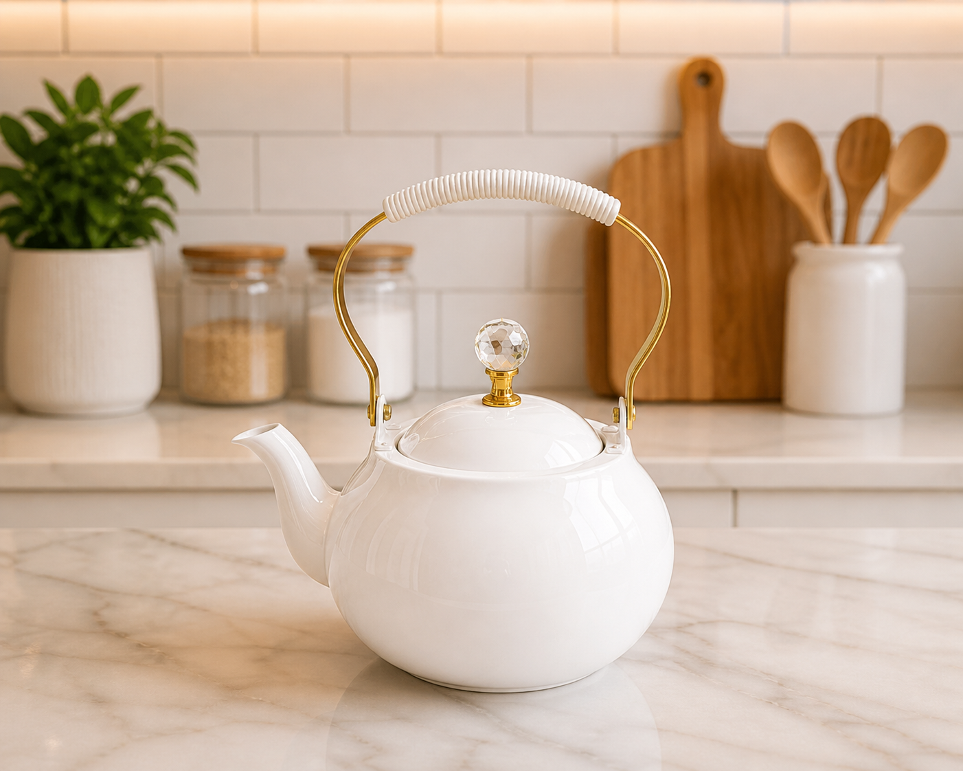 Modern Kitchen Teapot with Gold Handle