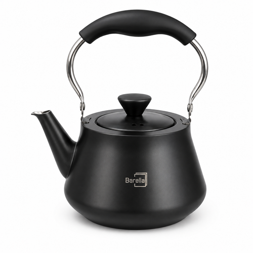 Barella Matte Black Stovetop Kettle with Stainless Steel Handle