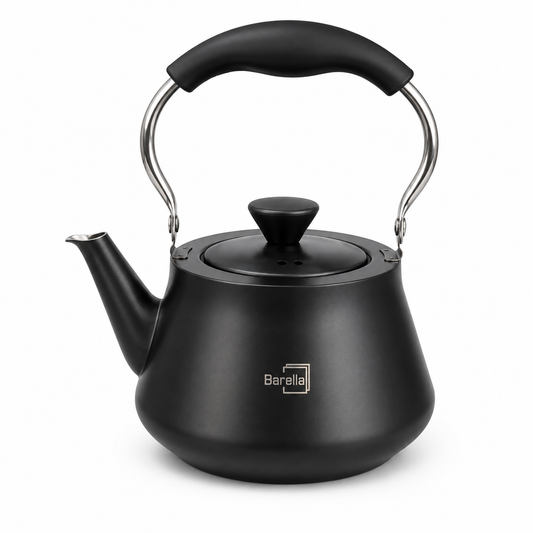 Barella Matte Black Stovetop Kettle with Stainless Steel Handle