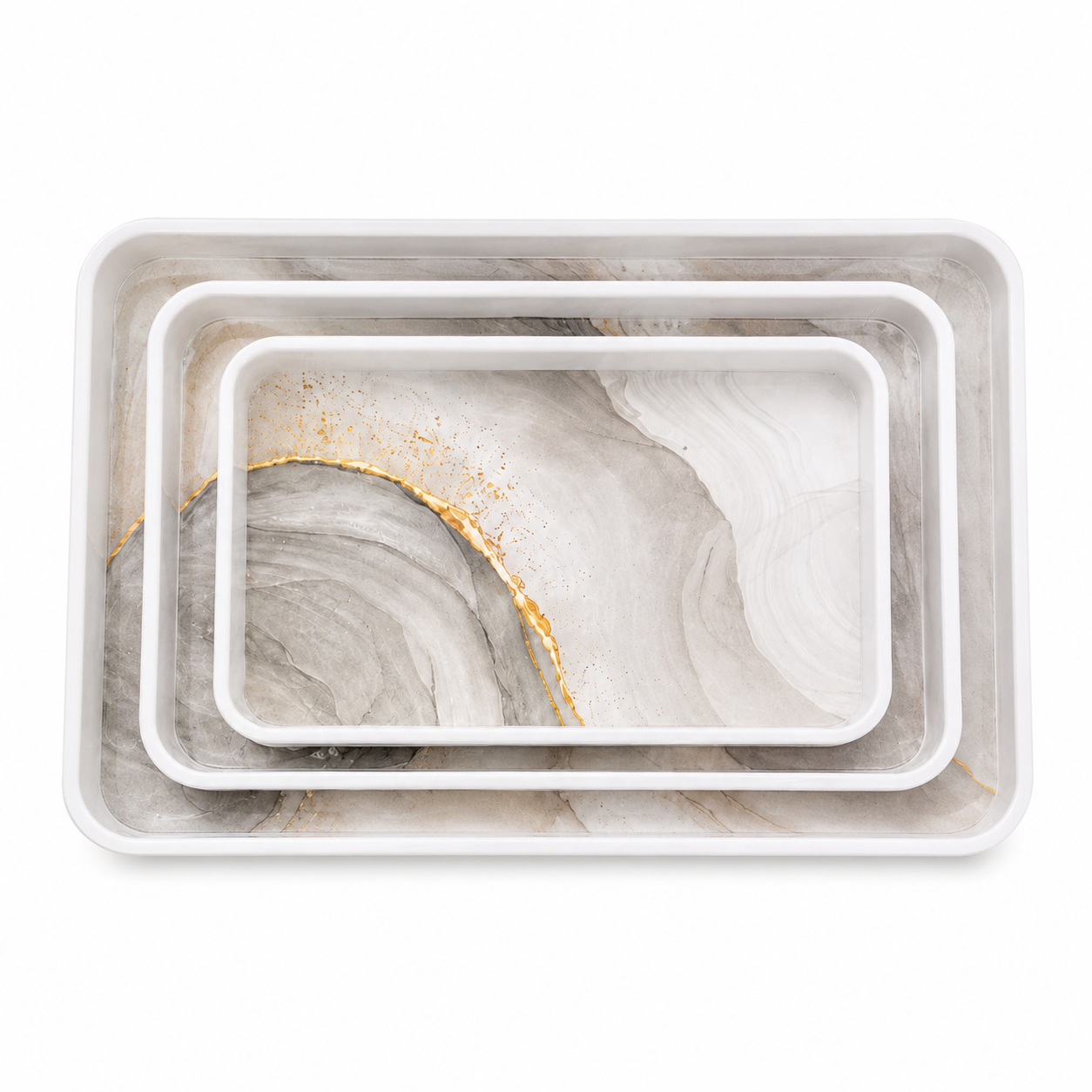 Premium Rectangular Tray Collection Set of 3