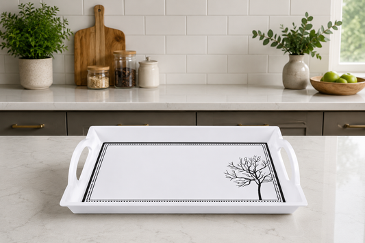 Rectangular Serving Tray with Blue Floral Border Design 42*23.5