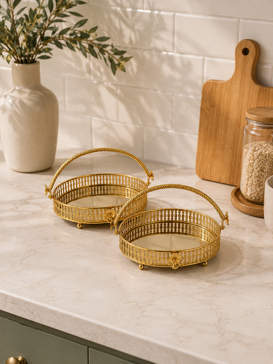 Decorative Serving Tray Set Set of 2