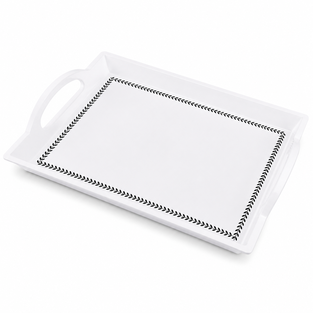 Rectangular Serving Tray with Blue Floral Border Design