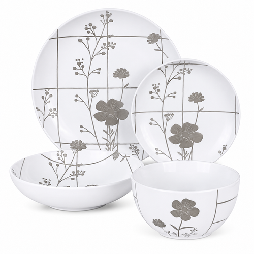 Dorsch Flora Grey Stoneware Set of 24 Pcs Dh-09393