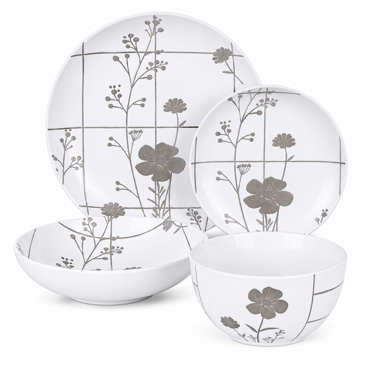 Dorsch Flora Grey Stoneware Set of 24 Pcs Dh-09393