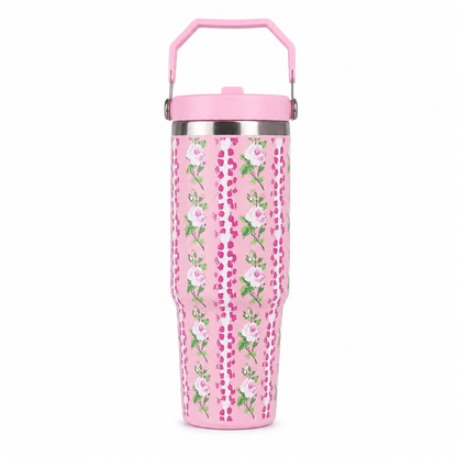 Stainless Steel Thermos Flower Pattern Vacuum Bottle
