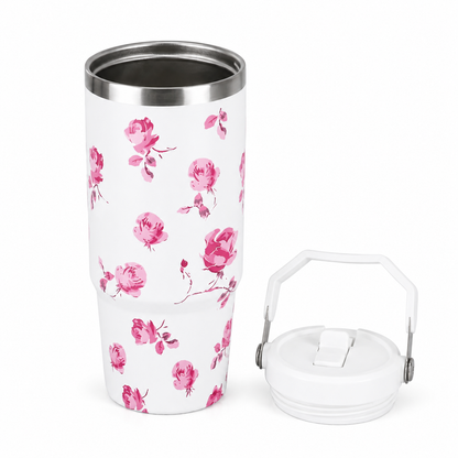 Stainless Steel Thermos Flower Pattern Vacuum Bottle