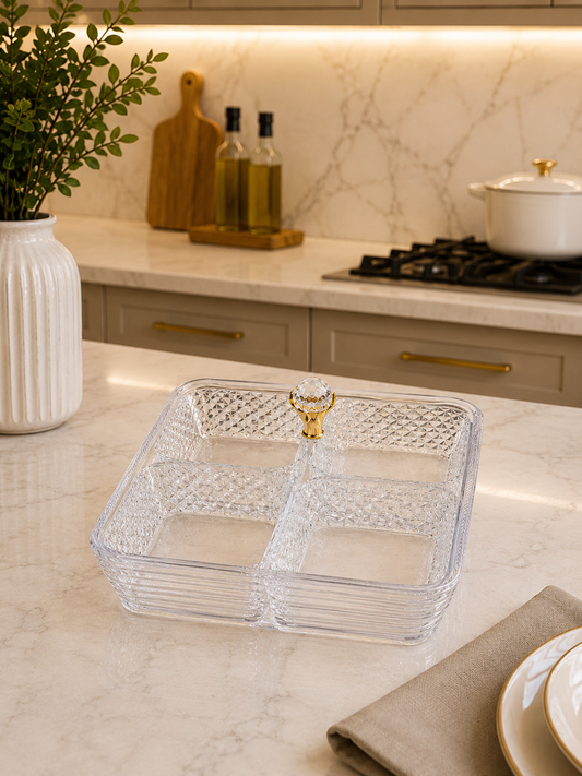 Luxury Acrylic Snack Organizer with Crystal Handle Set of 4