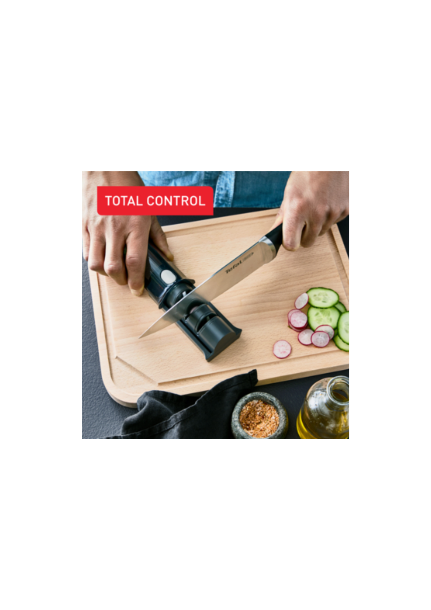 TEFAL Ice Force, Retractable Knife Sharpener 12.5 cm x 5.9 cm, Superior Long-Lasting Sharpness