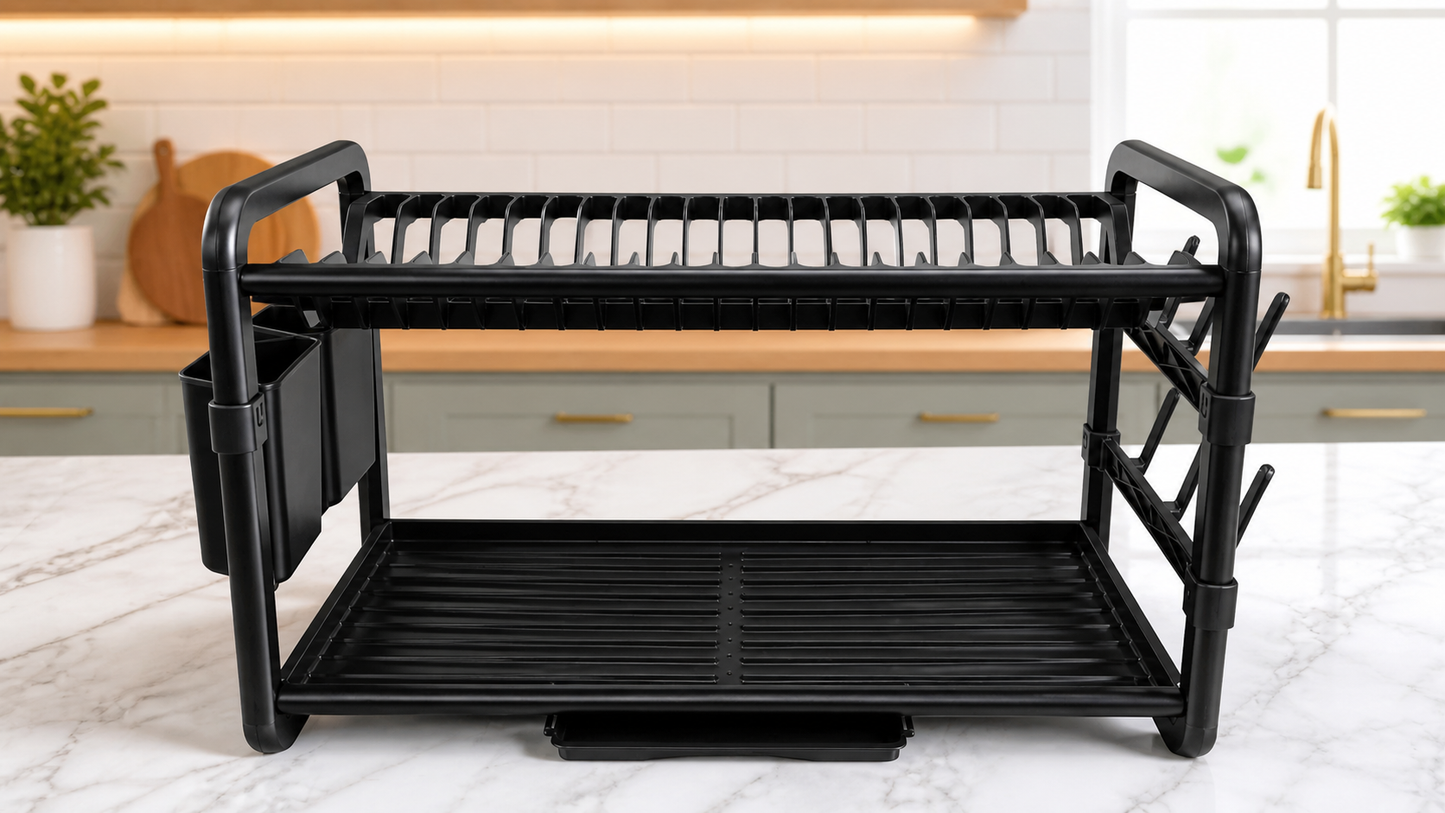 Barella 2-Tier Kitchen Dish Drying Rack with Side Utensil Holder