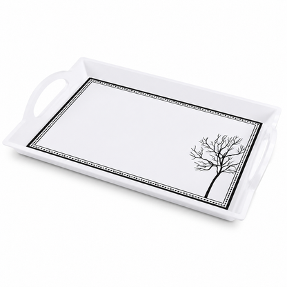 Rectangular Serving Tray with Blue Floral Border Design