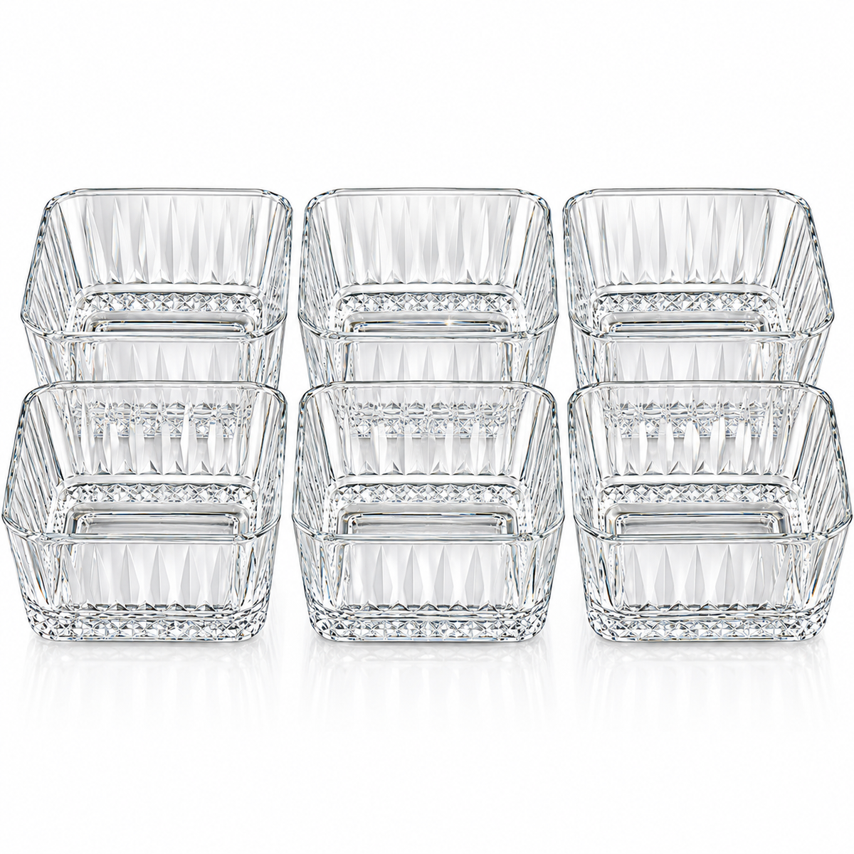 Ribbed Glass Dessert Bowls