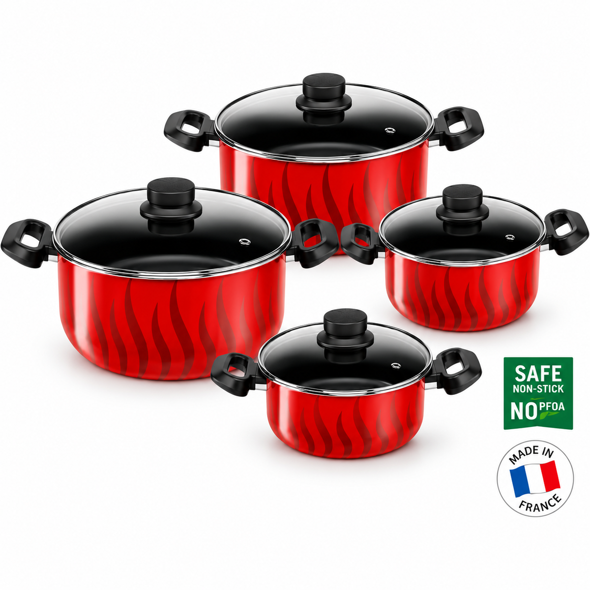 TEFAL C3079082 Tempo Flamme 8 pc set stewpots 18/22/26/30 cm