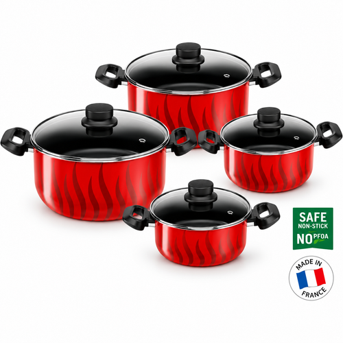 TEFAL C3079082 Tempo Flamme 8 pc set stewpots 18/22/26/30 cm