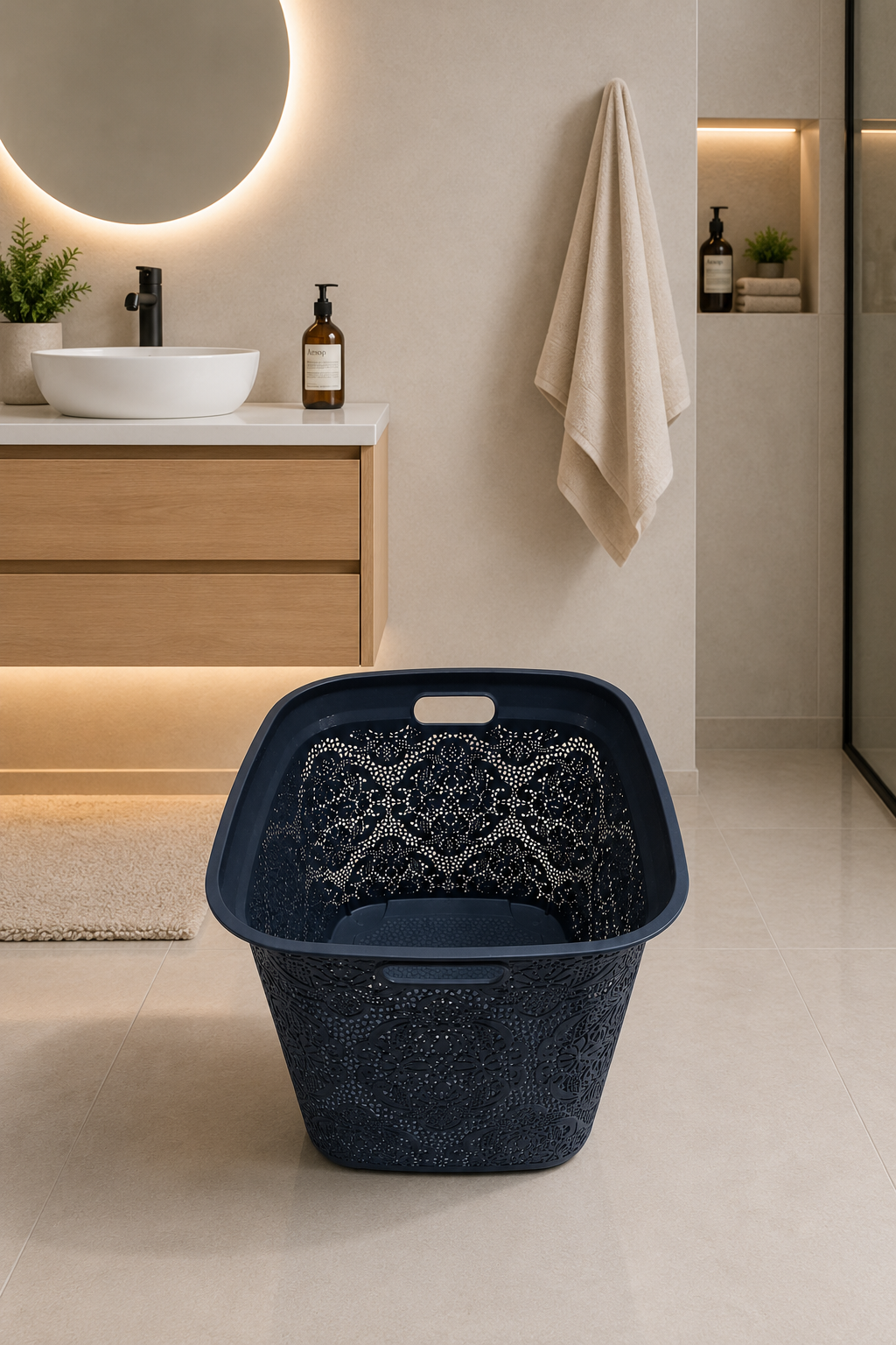 Elegant Lace Laundry Basket with Handles
