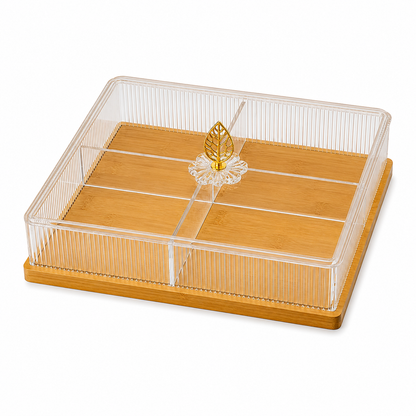 Covered Food Serving Tray with Decorative Handle
