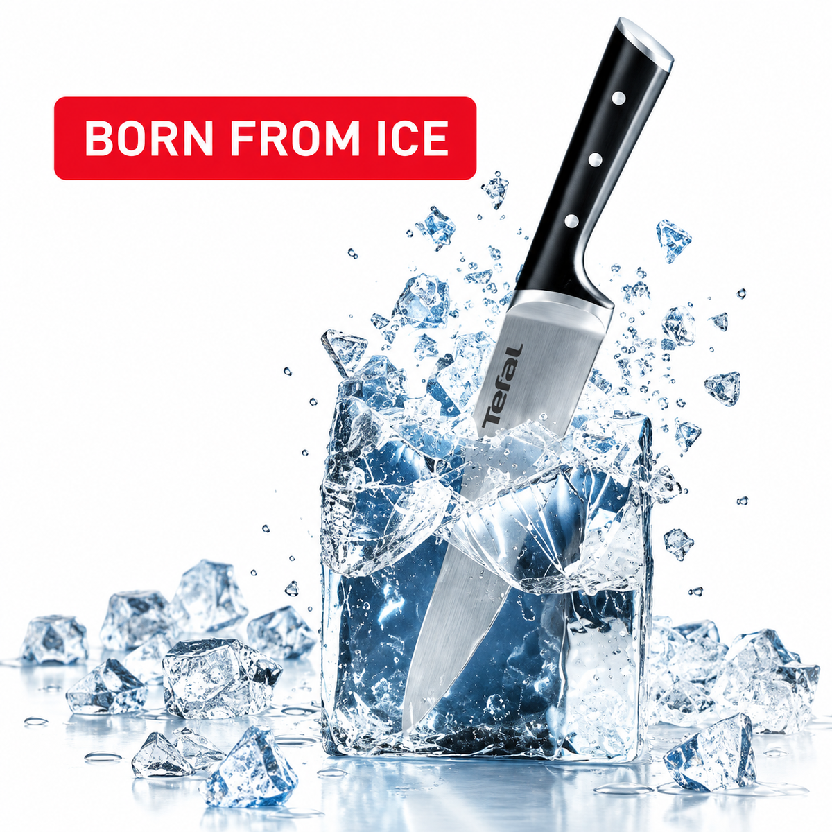 TEFAL Ice Force, Retractable Knife Sharpener 12.5 cm x 5.9 cm, Superior Long-Lasting Sharpness