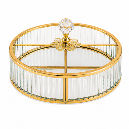 Glass & Gold Serving Tray (Divided Organizer Tray)
