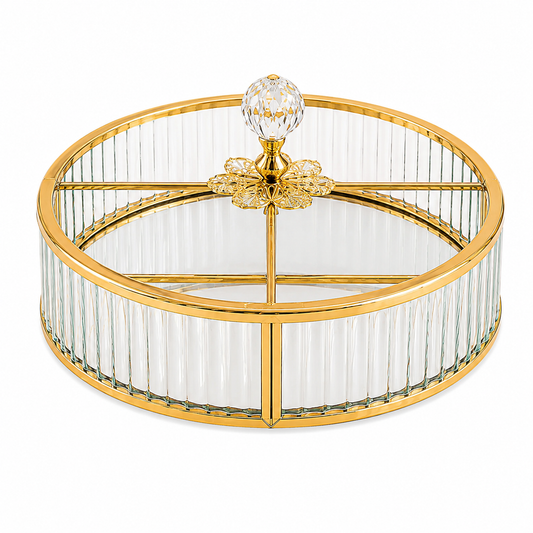 Glass & Gold Serving Tray (Divided Organizer Tray)