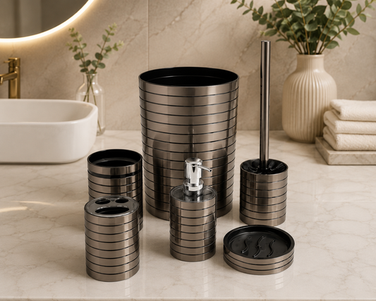 Metallic Stripe Bathroom Accessories Set