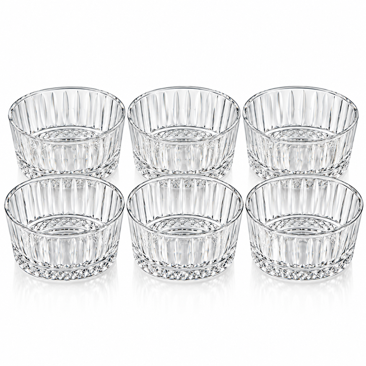 Ribbed Glass Dessert Bowls