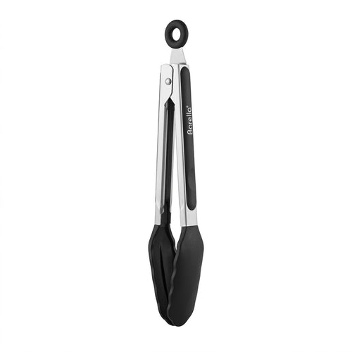 Barella Silcone  Kitchen Tongs – Black & Stainless Steel