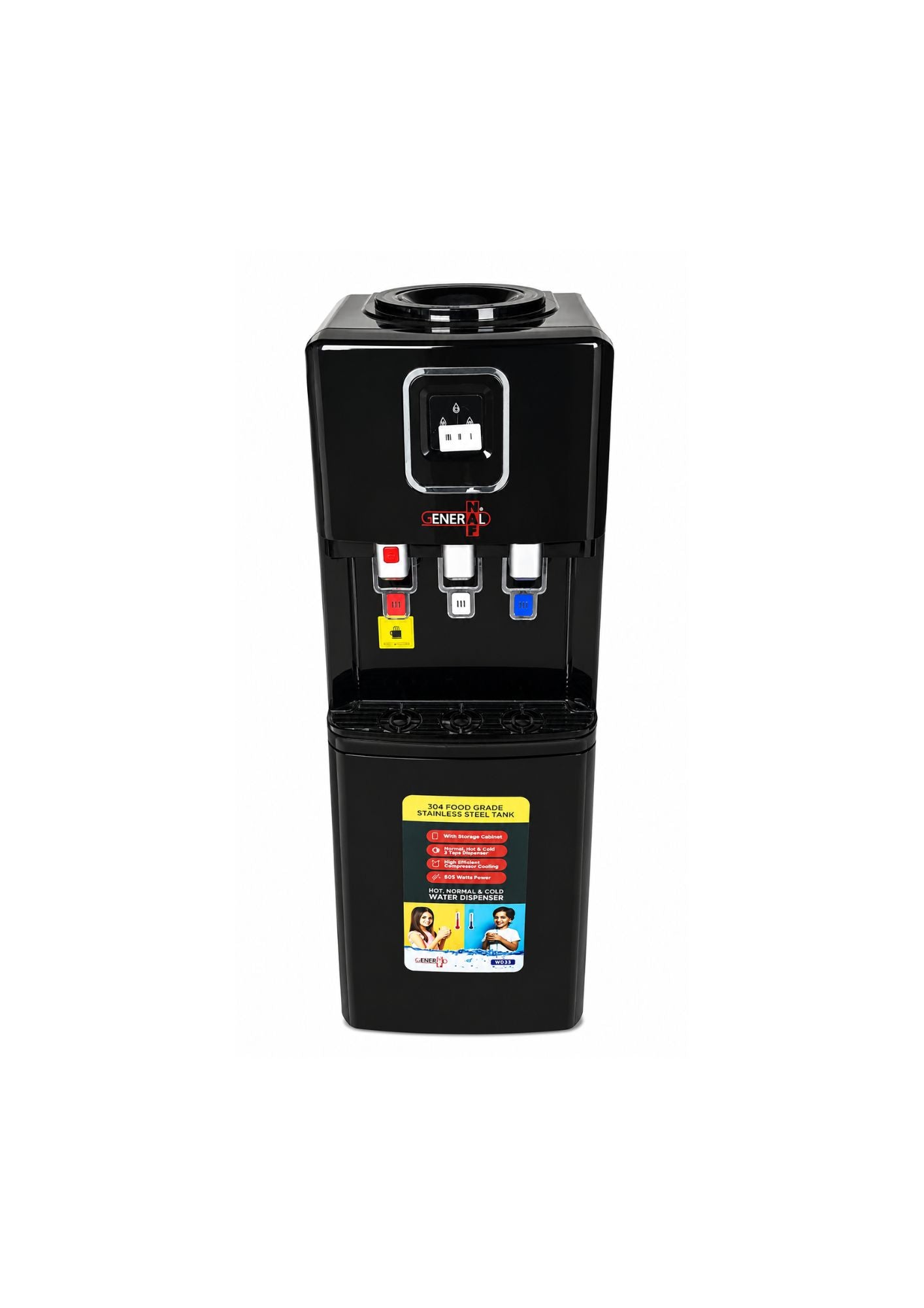 GENERAL NAF WATER DISPANSER HOT/COLD WATER 595w WD-33 BLACK