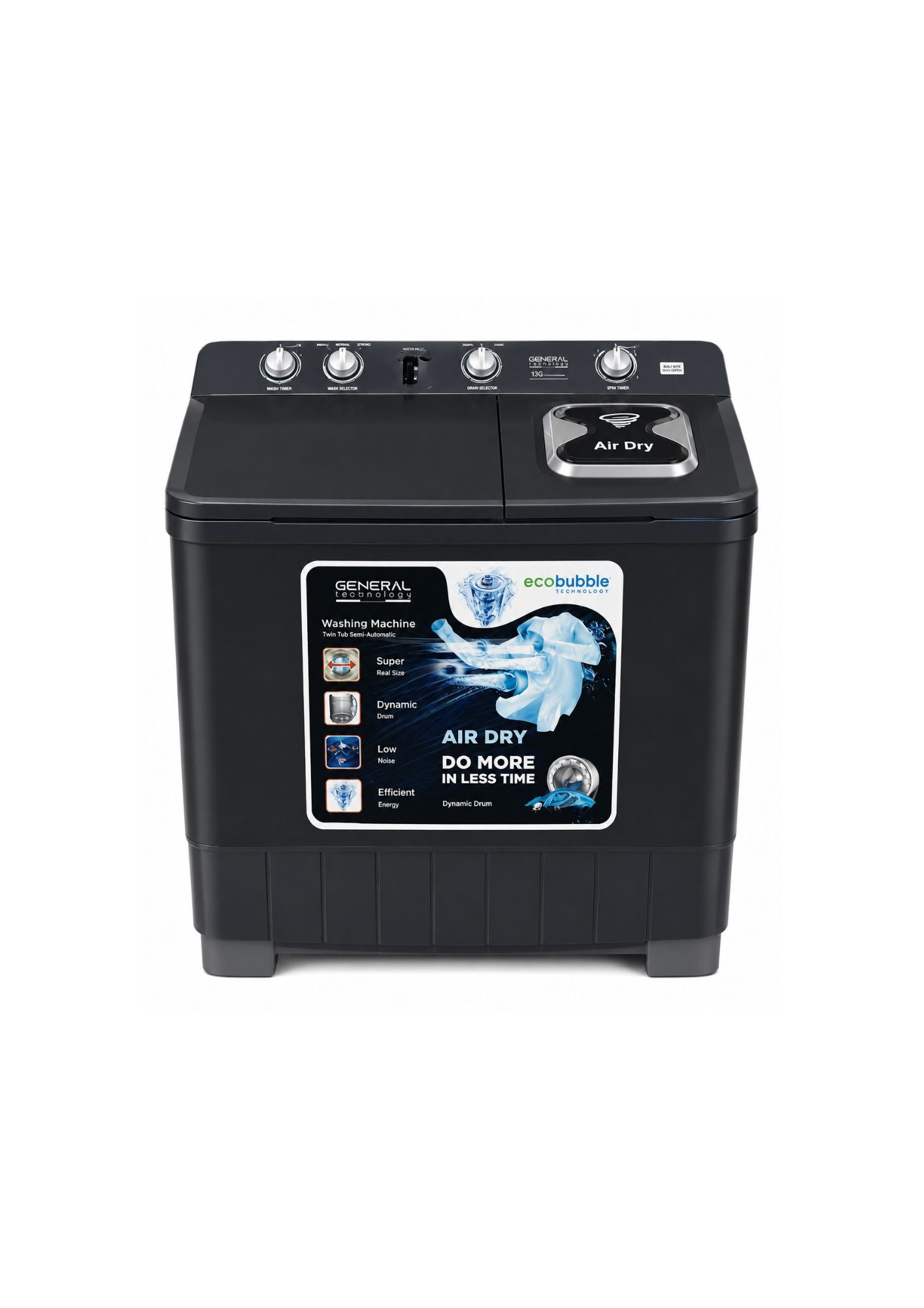 General Technology Double Washing Machine 16 kg GTTT16B/B Black
