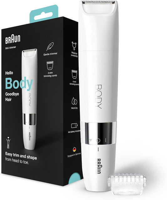 BRAUN Body Mini Trimmer Wet & Dry With Trimming Comb – White – BS1000