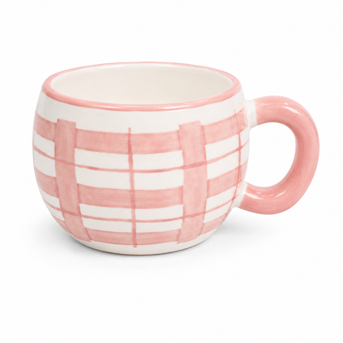 Pink Plaid Ceramic Mug