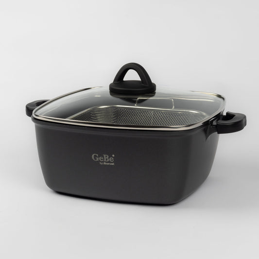 GE BE Venus Fryer Pot W/Lid & Frying Basket 28*28cm BLACK
