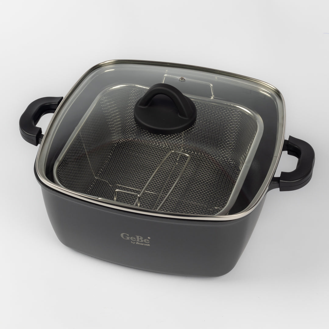 GE BE Venus Fryer Pot W/Lid & Frying Basket 28*28cm BLACK