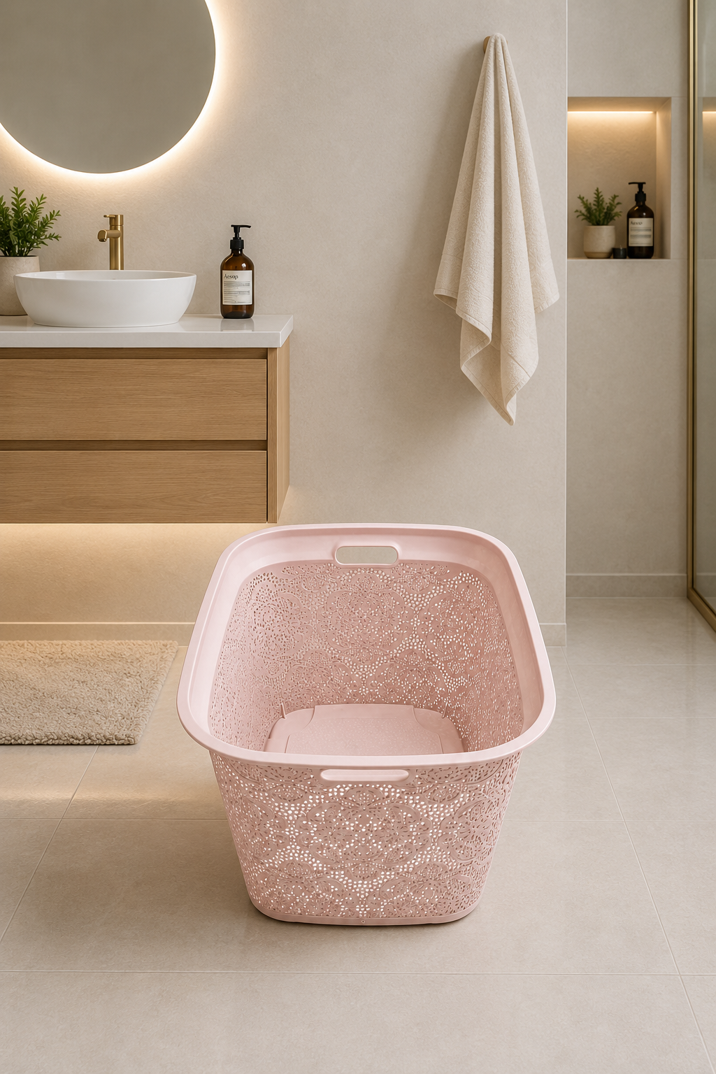 Elegant Lace Laundry Basket with Handles