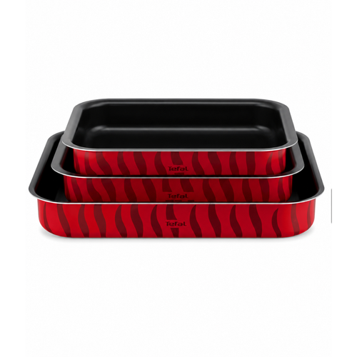 TEFAL J5715482 Tempo Flame 3-Piece Set, Oven Dishes, 22x29cm 24x31cm 27x37cm
