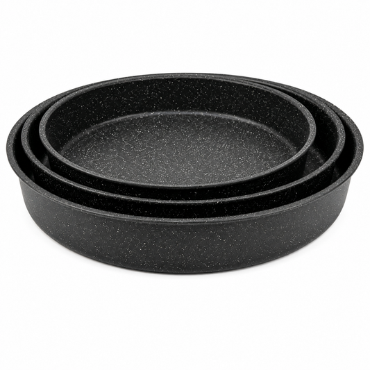 GE BE Venus Lava Stone Granite 3PCS Round Pans Black