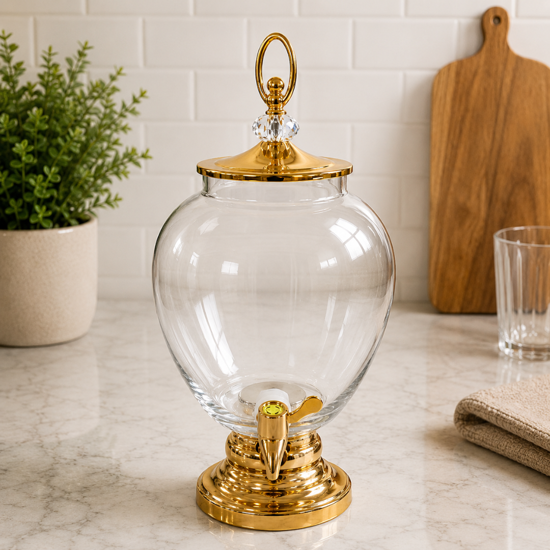 Luxury Drink Dispenser with Gold Base