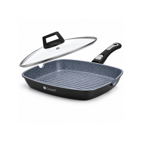 DORSCH Non-Stick Grill Pan with Foldable Handle – 34 cm