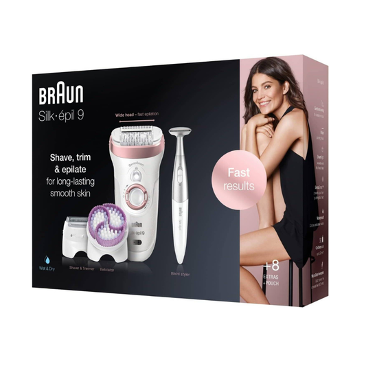 Braun Silk-Epil 9 9980 Skinspa Sensosmart Epilator Rose Gold With 8 Extras
