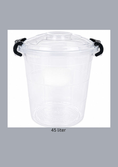 Transparent Storage Bucket with Locking Lid 45 liter