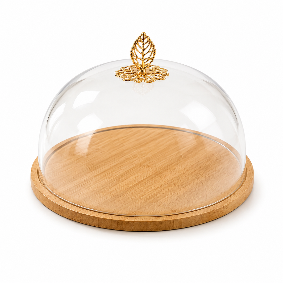 Glass Cake Dome with Wooden Base