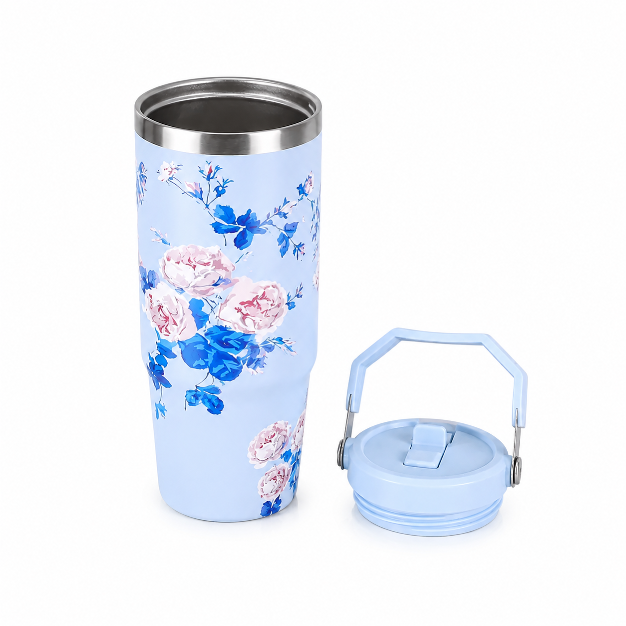 Stainless Steel Thermos Flower Pattern Vacuum Bottle