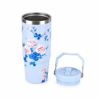 Stainless Steel Thermos Flower Pattern Vacuum Bottle