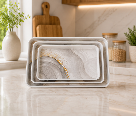 Premium Rectangular Tray Collection Set of 3