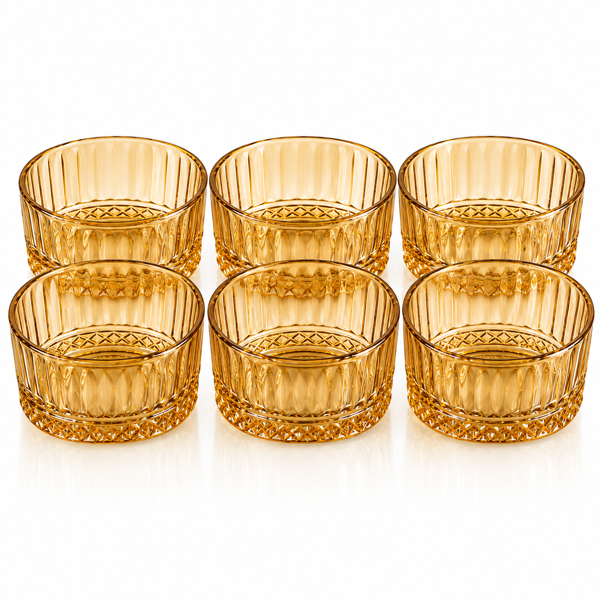 Ribbed Glass Dessert Bowls