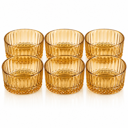 Ribbed Glass Dessert Bowls