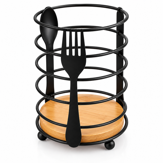 Modern Kitchen Utensil Organizer (Steel + Wood)