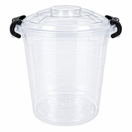 Transparent Storage Bucket with Locking Lid